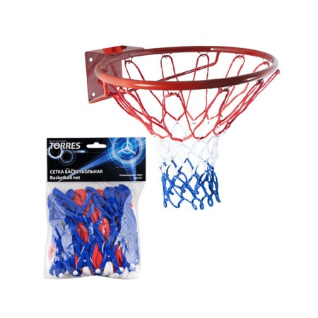 Купить Сетка баскетбольная Torres, нить 4 мм, бело-сине-красная в Учалах 