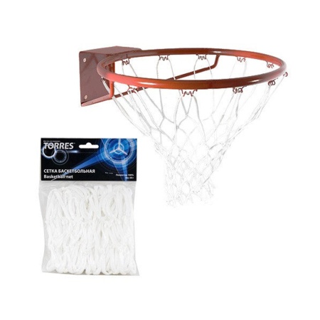 Купить Сетка баскетбольная Torres, нить 4 мм, белая в Учалах 